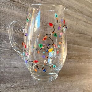 Colorful Floral Glass Pitcher